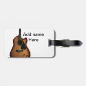 Fügen Sie Ihren Namen Text braun akustische Gitarr Gepäckanhänger (Rückseite horizontal)
