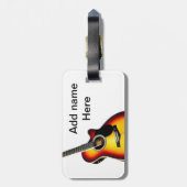 Fügen Sie Ihren Namen Text braun akustische Gitarr Gepäckanhänger (Rückseite vertikal)