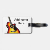 Fügen Sie Ihren Namen Text braun akustische Gitarr Gepäckanhänger (Rückseite horizontal)
