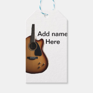 Fügen Sie Ihren Namen Text braun akustische Gitarr Geschenkanhänger