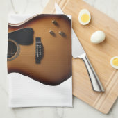 Fügen Sie Ihren Namen Text braun akustische Gitarr Geschirrtuch (Viertel Falte)