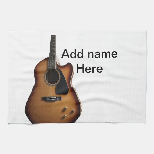 Fügen Sie Ihren Namen Text braun akustische Gitarr Geschirrtuch (Horizontal)