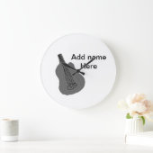 Fügen Sie Ihren Namen Text braun akustische Gitarr Große Wanduhr (Zuhause)