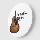 Fügen Sie Ihren Namen Text braun akustische Gitarr Große Wanduhr (Winkel)