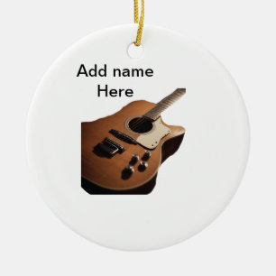 Fügen Sie Ihren Namen Text braun akustische Gitarr Keramik Ornament