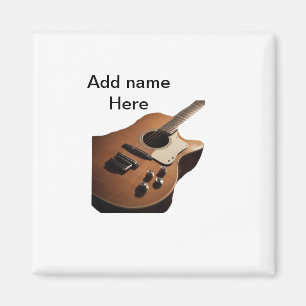 Fügen Sie Ihren Namen Text braun akustische Gitarr Magnet