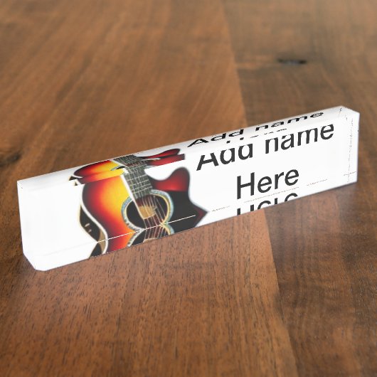 Fügen Sie Ihren Namen Text braun akustische Gitarr Namensplakette (Seite)