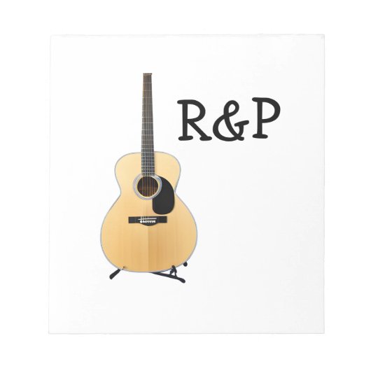 Fügen Sie Ihren Namen Text braun akustische Gitarr Notizblock (Vorderseite)