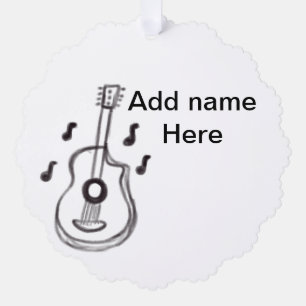 Fügen Sie Ihren Namen Text braun akustische Gitarr Ornament Karte