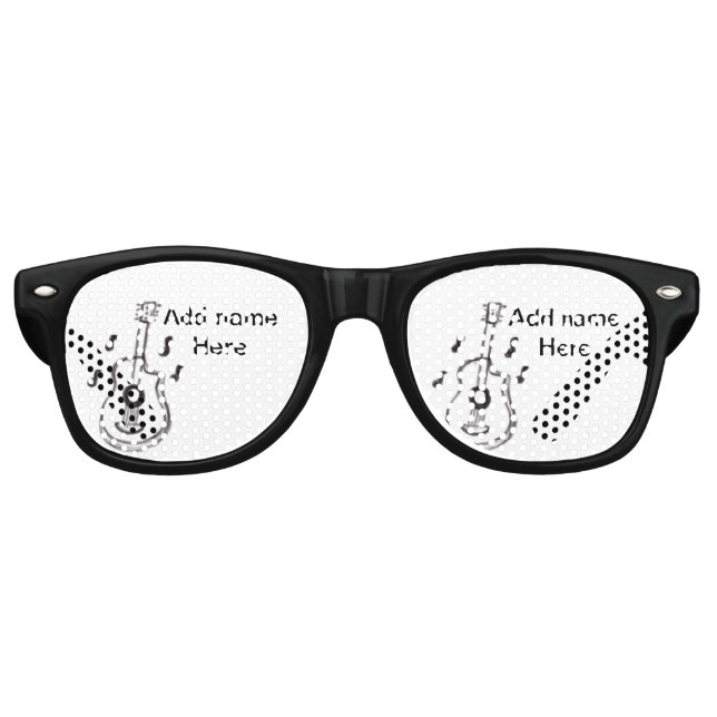 Fügen Sie Ihren Namen Text braun akustische Gitarr Partybrille (Vorderseite)