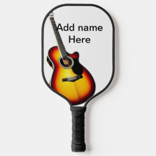 Fügen Sie Ihren Namen Text braun akustische Gitarr Pickleball Schläger