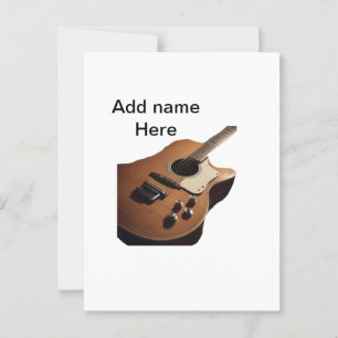 Fügen Sie Ihren Namen Text braun akustische Gitarr Postkarte