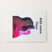 Fügen Sie Ihren Namen Text braun akustische Gitarr Puzzle (Horizontal)