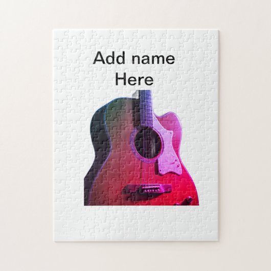 Fügen Sie Ihren Namen Text braun akustische Gitarr Puzzle (Vertikal)