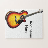 Fügen Sie Ihren Namen Text braun akustische Gitarr Puzzle (Horizontal)