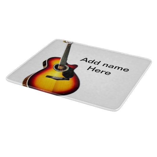 Fügen Sie Ihren Namen Text braun akustische Gitarr Schneidebrett (Ecke)