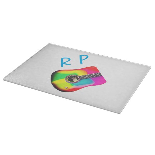 Fügen Sie Ihren Namen Text braun akustische Gitarr Schneidebrett (Ecke)