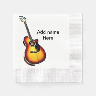 Fügen Sie Ihren Namen Text braun akustische Gitarr Serviette