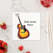 Fügen Sie Ihren Namen Text braun akustische Gitarr Serviette (Beispiel)