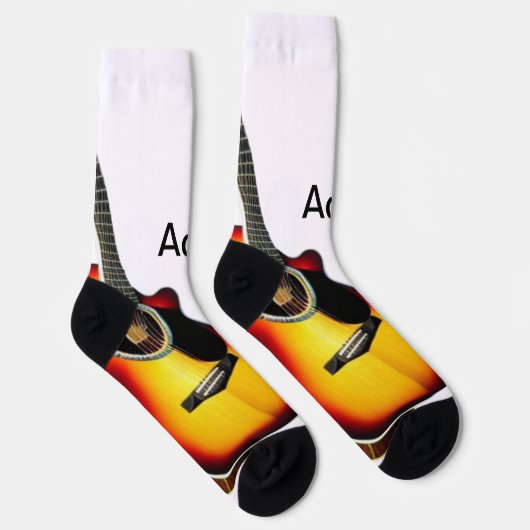 Fügen Sie Ihren Namen Text braun akustische Gitarr Socken (Rechts)