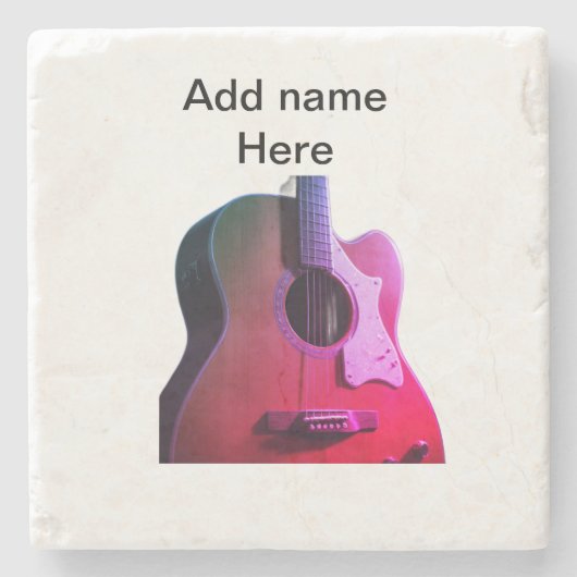 Fügen Sie Ihren Namen Text braun akustische Gitarr Steinuntersetzer (Vorderseite)