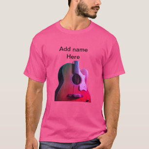 Fügen Sie Ihren Namen Text braun akustische Gitarr T-Shirt