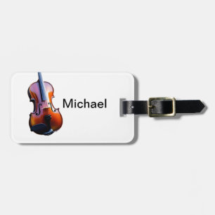 Fügen Sie Ihren Namen Text braun Violine Musik Lie Gepäckanhänger