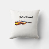 Fügen Sie Ihren Namen Text braun Violine Musik Lie Kissen (Rückseite)