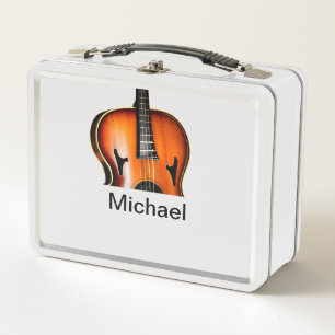 Fügen Sie Ihren Namen Text braun Violine Musik Lie Metall Brotdose