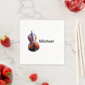 Fügen Sie Ihren Namen Text braun Violine Musik Lie Serviette (Beispiel)