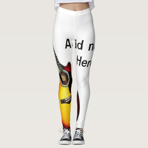 Fügen Sie Ihren Namen Text braune Akustikgitarre e Leggings