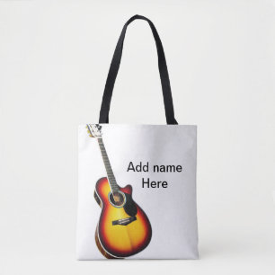 Fügen Sie Ihren Namen Text braune Akustikgitarre e Tasche