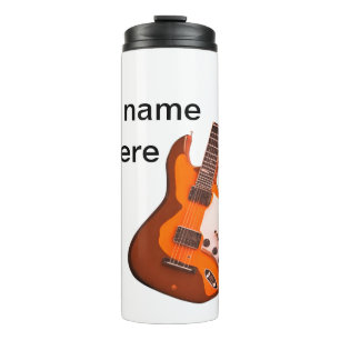 Fügen Sie Ihren Namen Text braune Akustikgitarre e Thermosbecher
