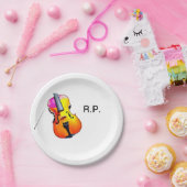 Fügen Sie Ihren Namen Text braune Geige Musik Lieb Pappteller (Party)