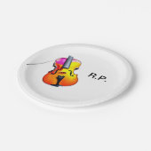 Fügen Sie Ihren Namen Text braune Geige Musik Lieb Pappteller (Schrägansicht)