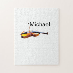 Fügen Sie Ihren Namen Text braune Violine Musiklie Puzzle