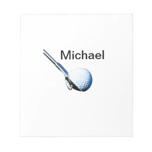 Fügen Sie Ihren Namen Text Golfball Club Sportausr Notizblock