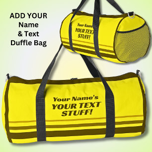 Fügen Sie Ihren Namen und Text Betreff Gelb braun  Duffle Bag