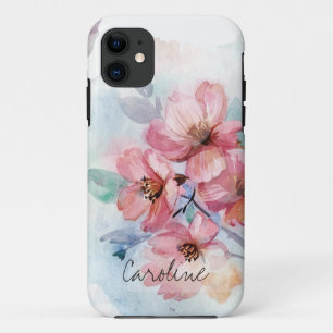 Fügen Sie Ihren Namen Wasserfarben Frühlingsblum Case-Mate iPhone Hülle
