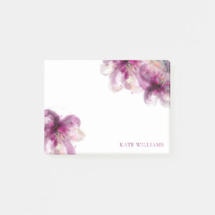 Fügen Sie Ihren Namen Watercolor Pink Lilies hinzu Post-it Klebezettel