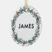 Fügen Sie Ihren Namen Weihnachtskranz Personalisie Keramik Ornament (Rechts)
