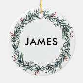Fügen Sie Ihren Namen Weihnachtskranz Personalisie Keramik Ornament (Hinten)