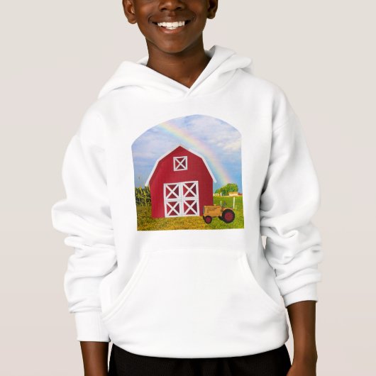 Fügen Sie Ihren Namen zu Red Barn mit Blue Sky hin Hoodie (Vorderseite)
