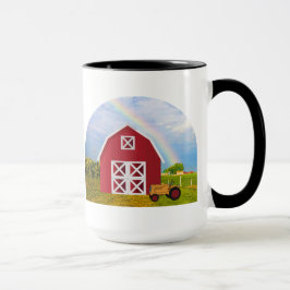 Fügen Sie Ihren Namen zu Red Barn mit Blue Sky hin Tasse