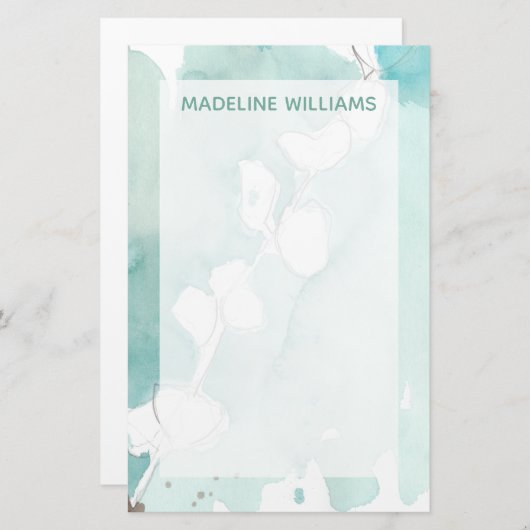 Fügen Sie Ihren Namens| Ginkgo auf staubigem Briefpapier (Vorne/Hinten)