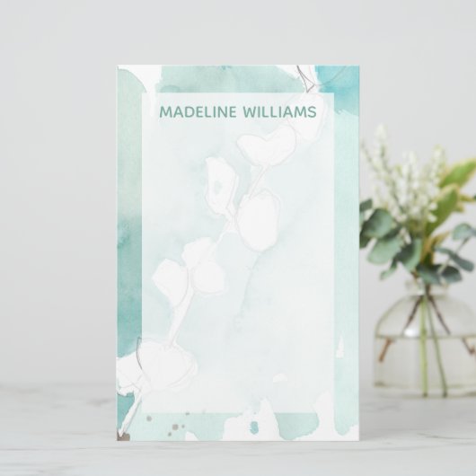 Fügen Sie Ihren Namens| Ginkgo auf staubigem Briefpapier (Stehend Vorderseite)