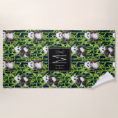 Fügen Sie Ihren Panda des Monogramm-| mit Bambus Strandtuch (Vorderseite)