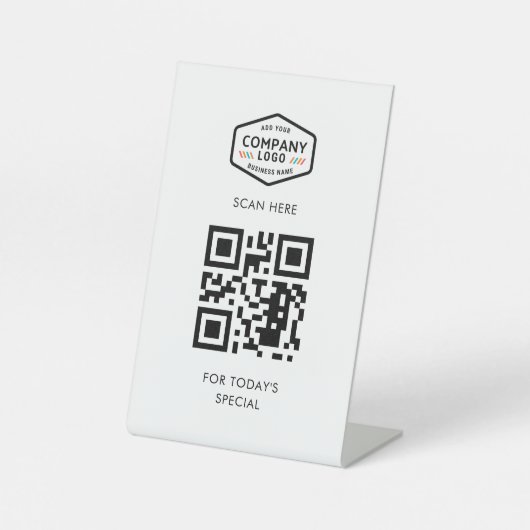 Fügen Sie Ihren QR-Code und Ihr Firmenlogo hinzu Sockelschild (Vorderseite)