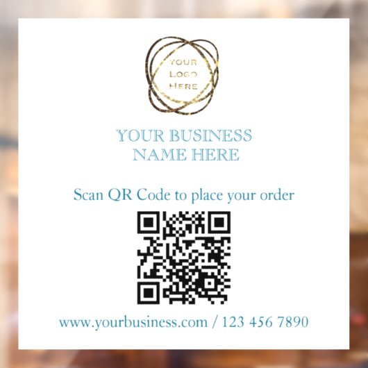 Fügen Sie Ihren QR-Code Werbung Business Aquamarin Fensteraufkleber (Blatt 2)