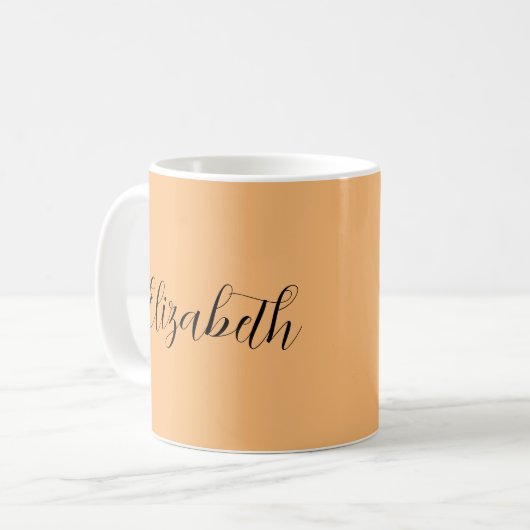 Fügen Sie Ihren Skriptnamen Elegant Apricot Farbe Kaffeetasse (Vorderseite Links)